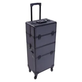 3 In 1 Professional Makeup Train Case With 360° Swivel Wheels -Y233Black