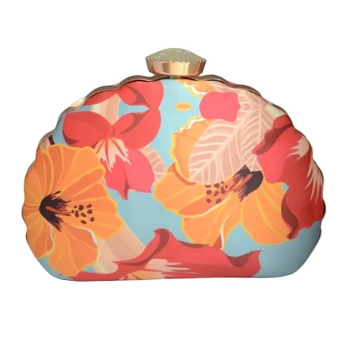 Artklim Floral Printed D-shape Clutch