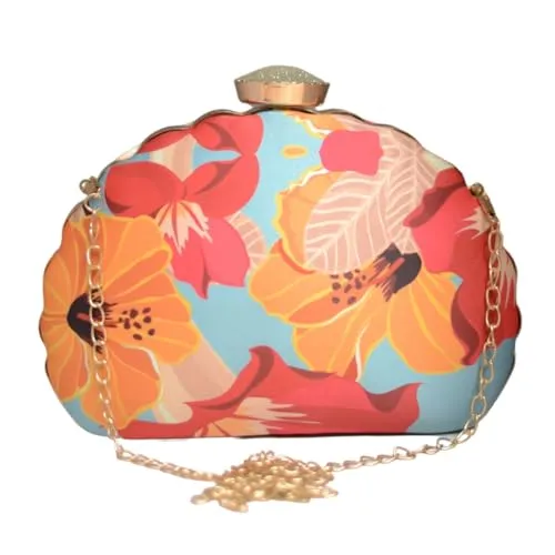 Artklim Floral Printed D-shape Clutch