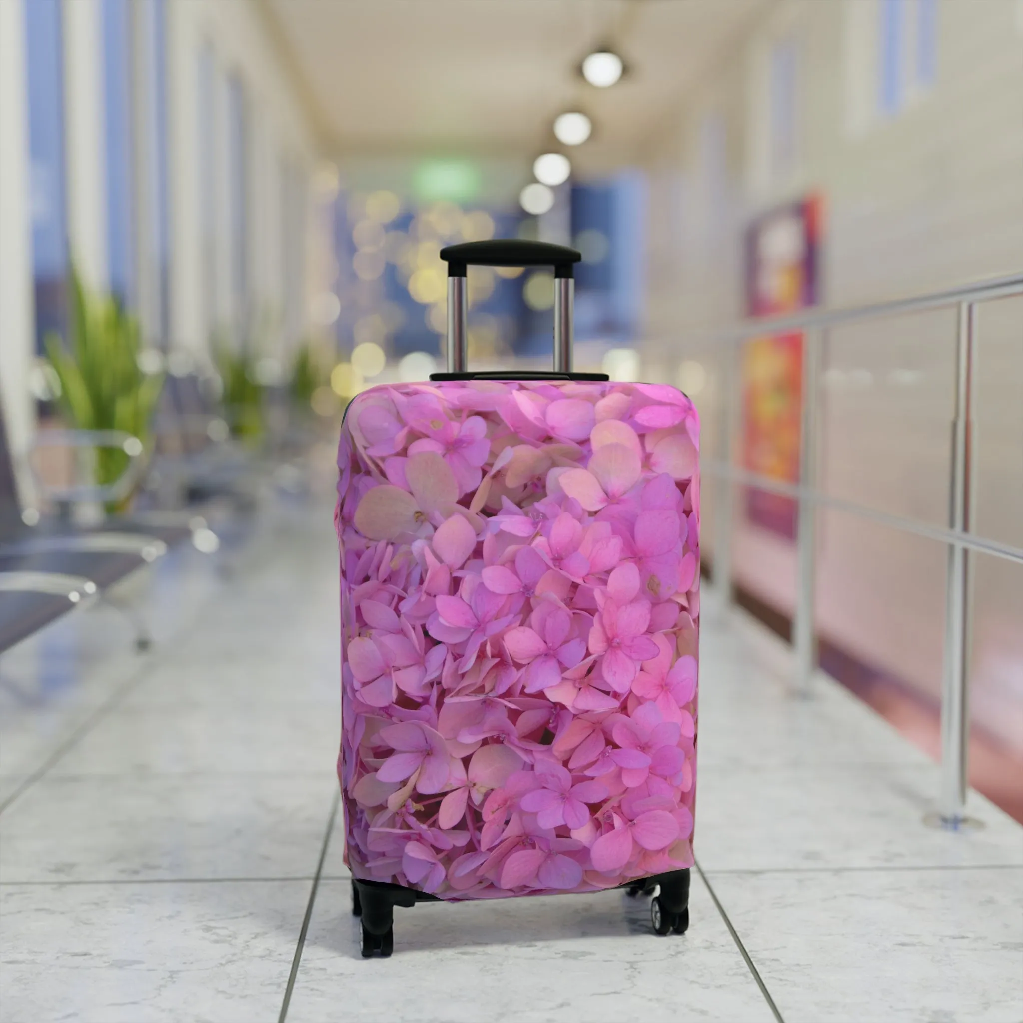 Blush Globe Luggage Cover | Floral Luggage Cover|Elastic Polyester-spandex Luggage Protector| Travel in Style |Gifts| Travel Acccessory