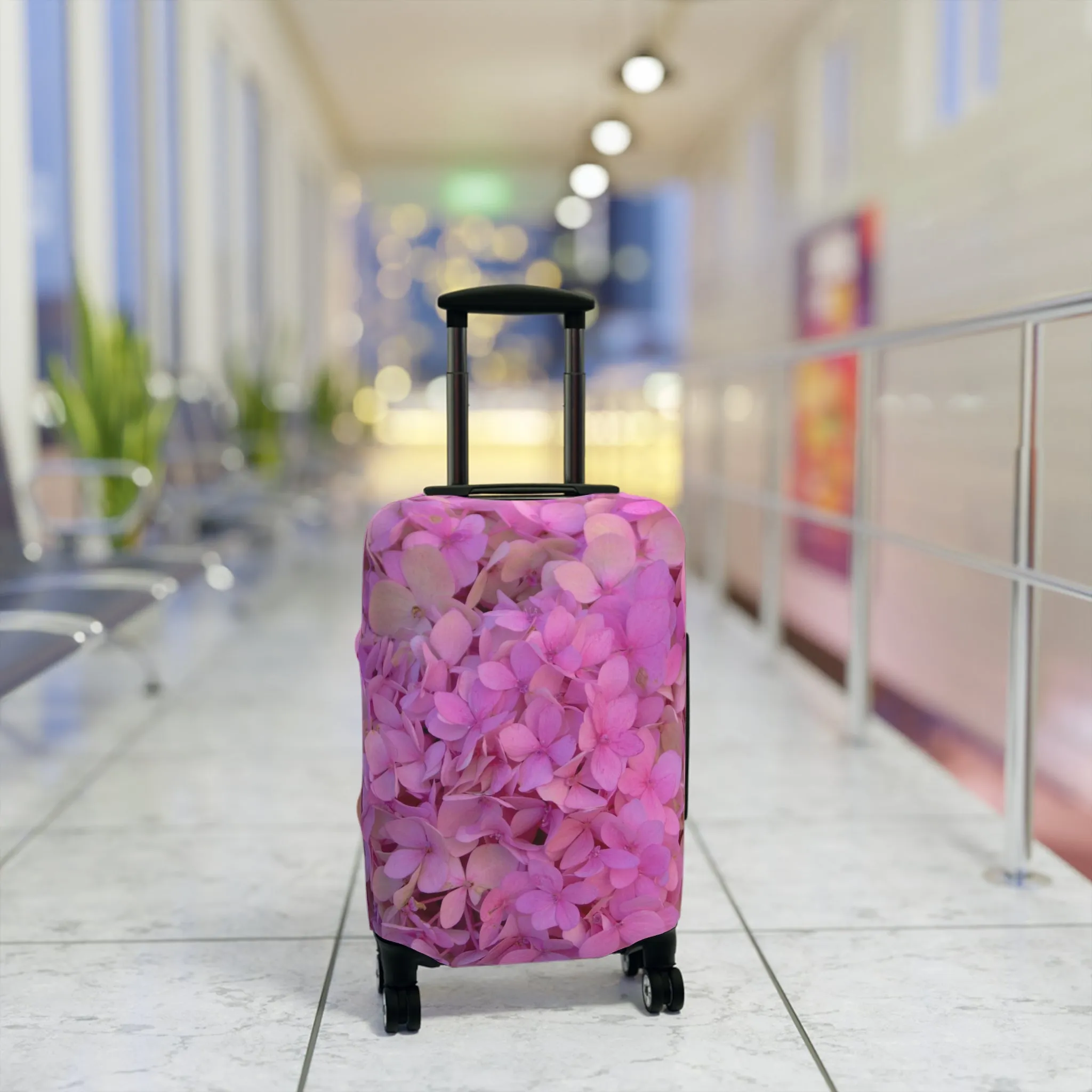 Blush Globe Luggage Cover | Floral Luggage Cover|Elastic Polyester-spandex Luggage Protector| Travel in Style |Gifts| Travel Acccessory