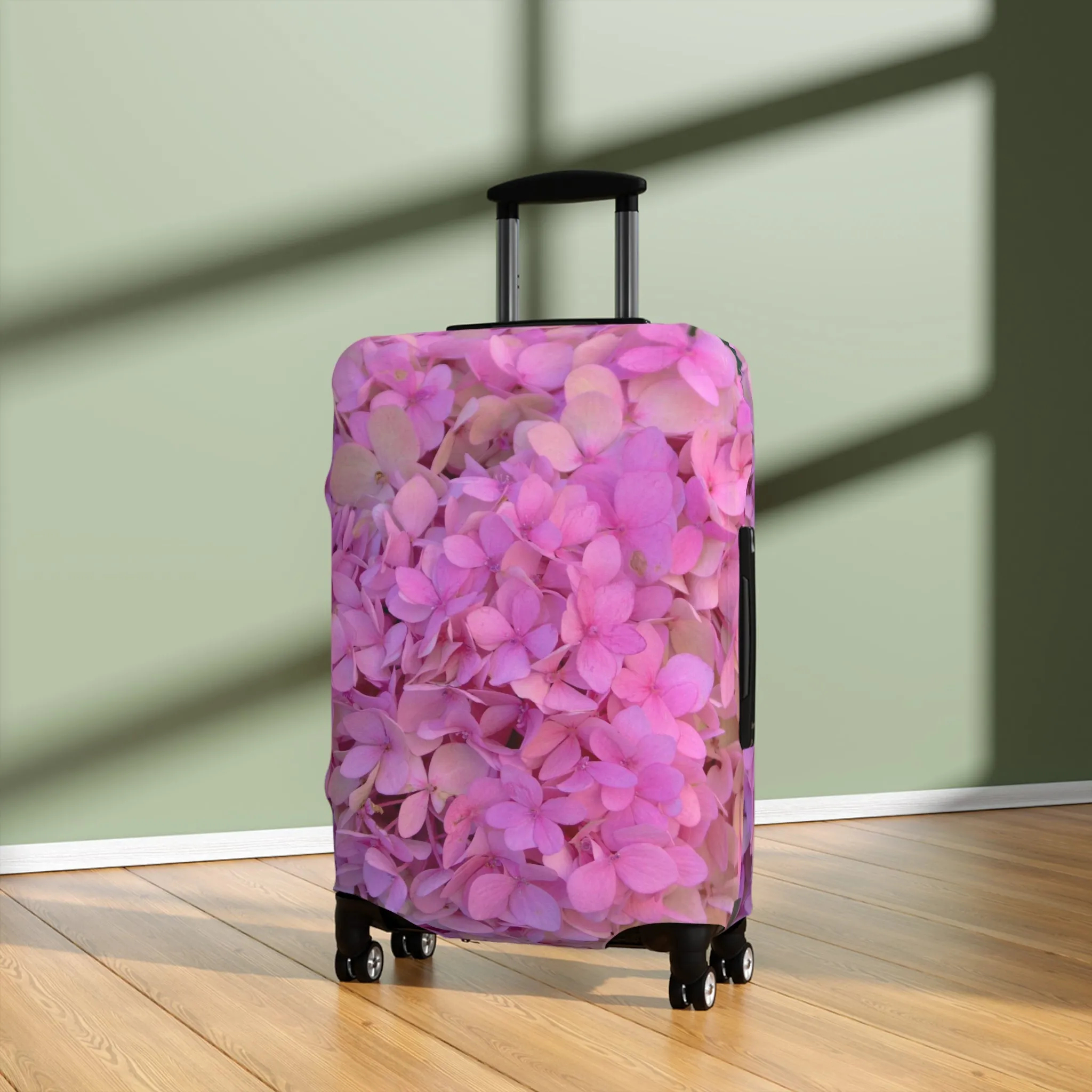 Blush Globe Luggage Cover | Floral Luggage Cover|Elastic Polyester-spandex Luggage Protector| Travel in Style |Gifts| Travel Acccessory