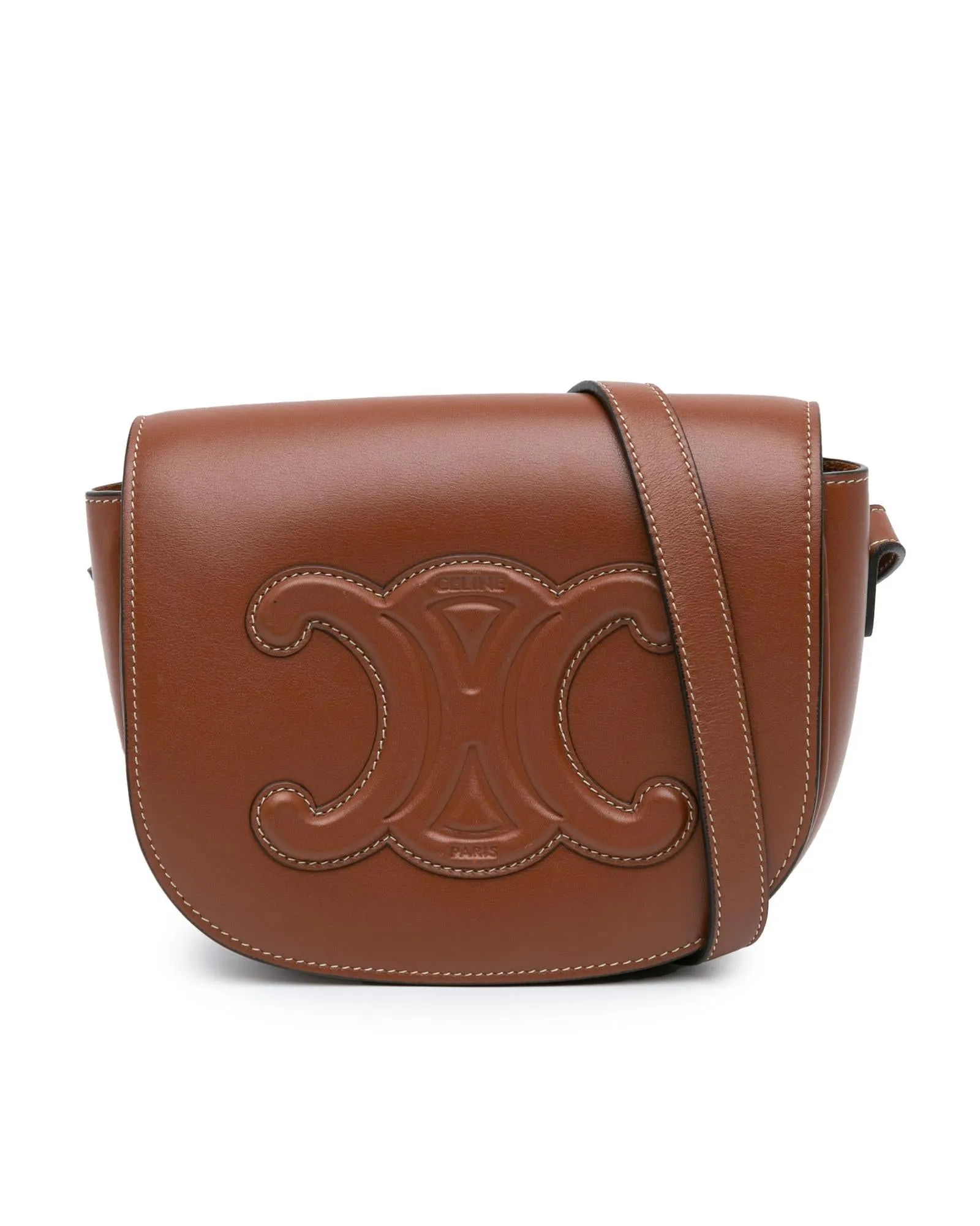 Calfskin Leather Crossbody Bag with Adjustable Strap and Magnetic Closure