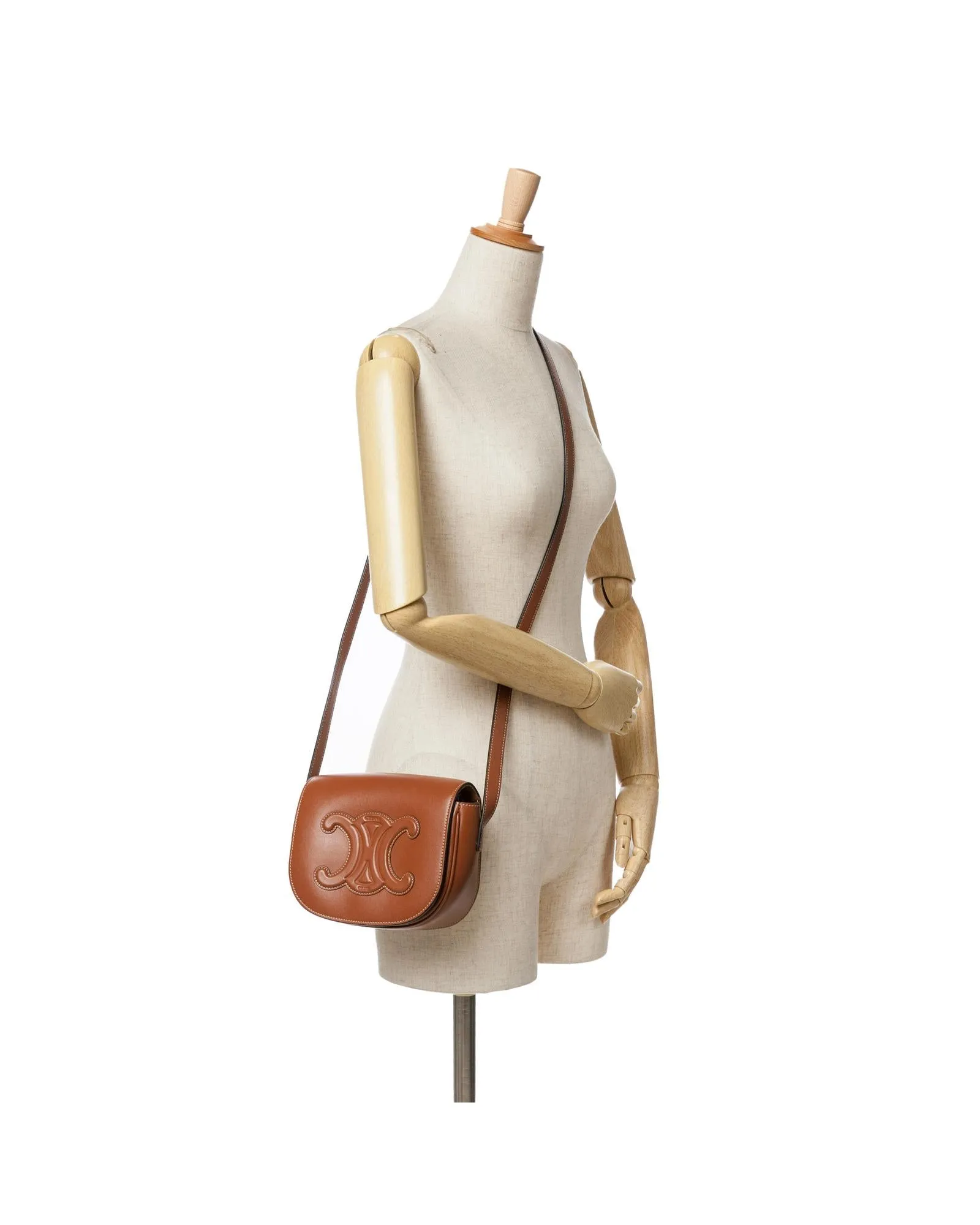 Calfskin Leather Crossbody Bag with Adjustable Strap and Magnetic Closure