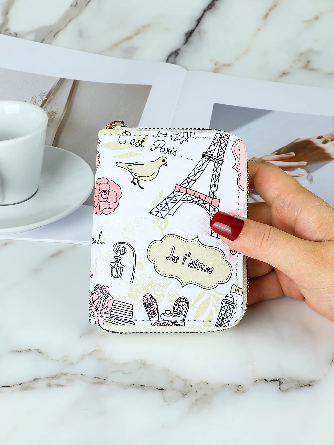 Cartoon Graphic Zip Around Card Holder