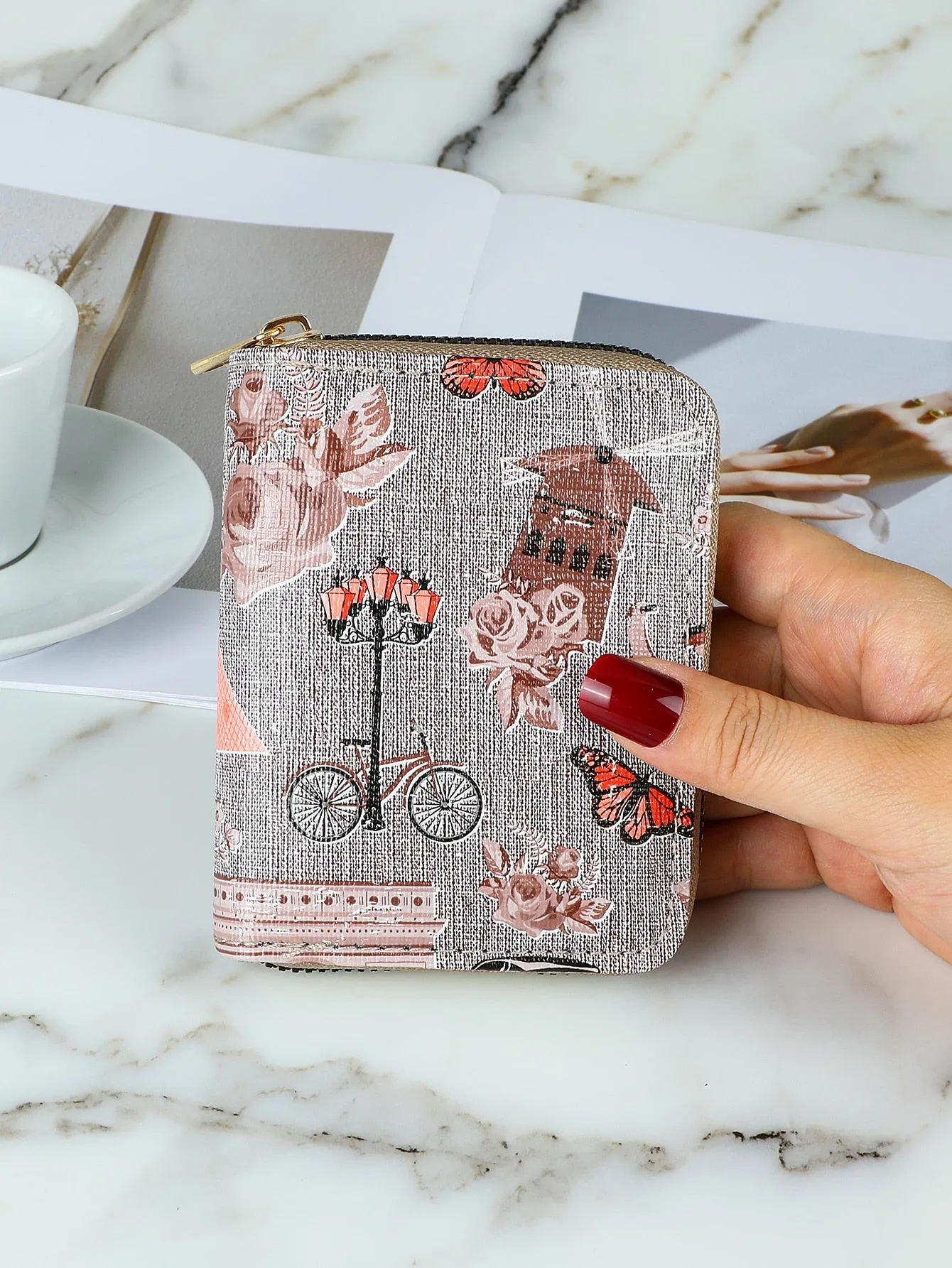 Cartoon Graphic Zip Around Card Holder