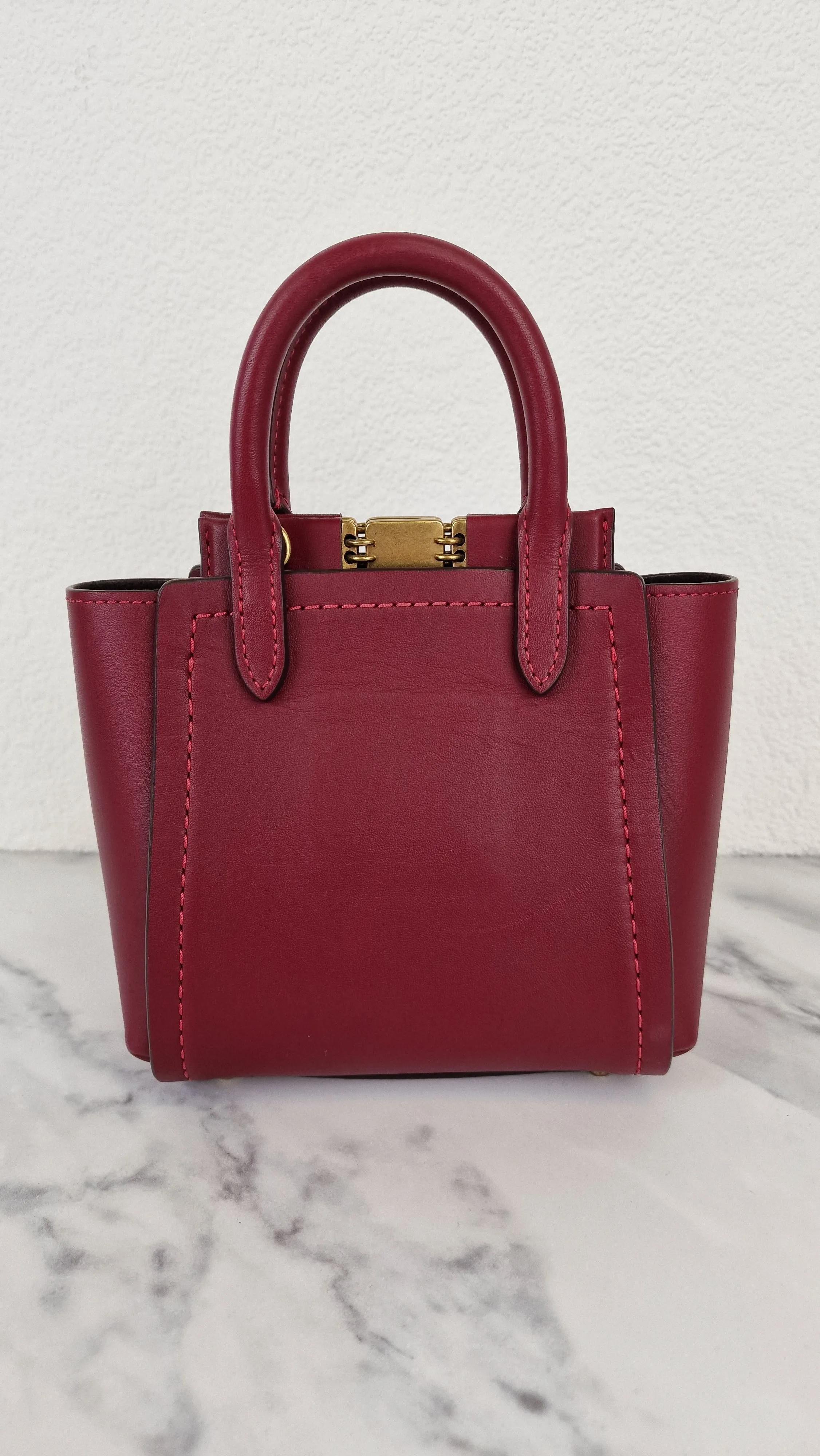 Coach 1941 Troupe Tote 16 in Deep Red Smooth Leather - Crossbody Mini Bag Handbag - Coach 79401