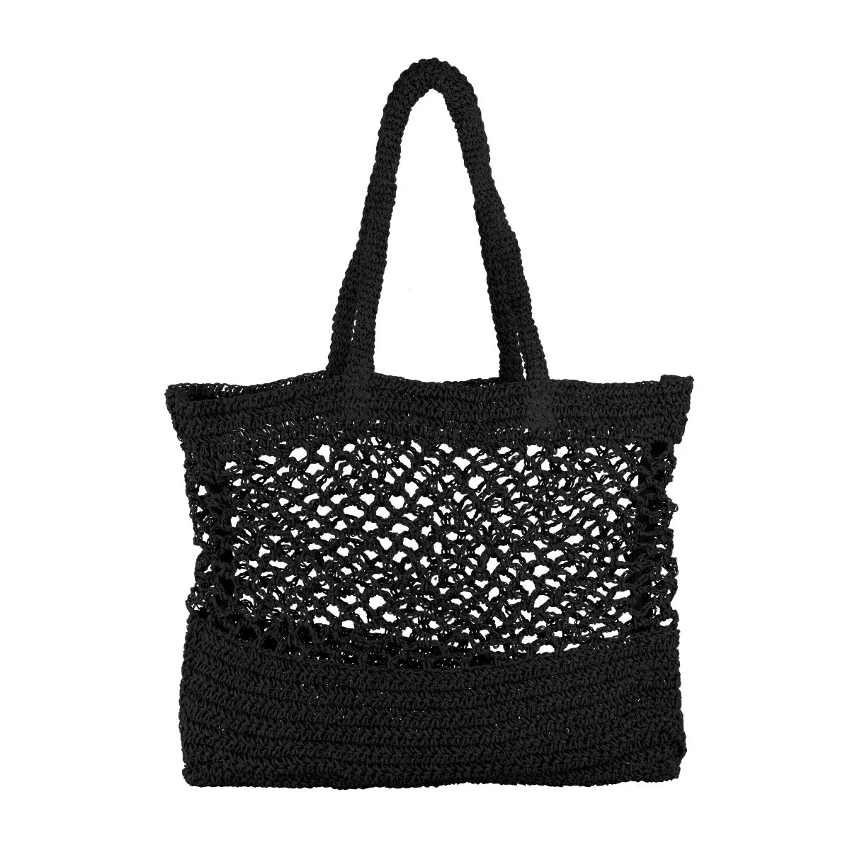 Firenze Black Raffia Tote Bag