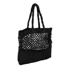 Firenze Black Raffia Tote Bag