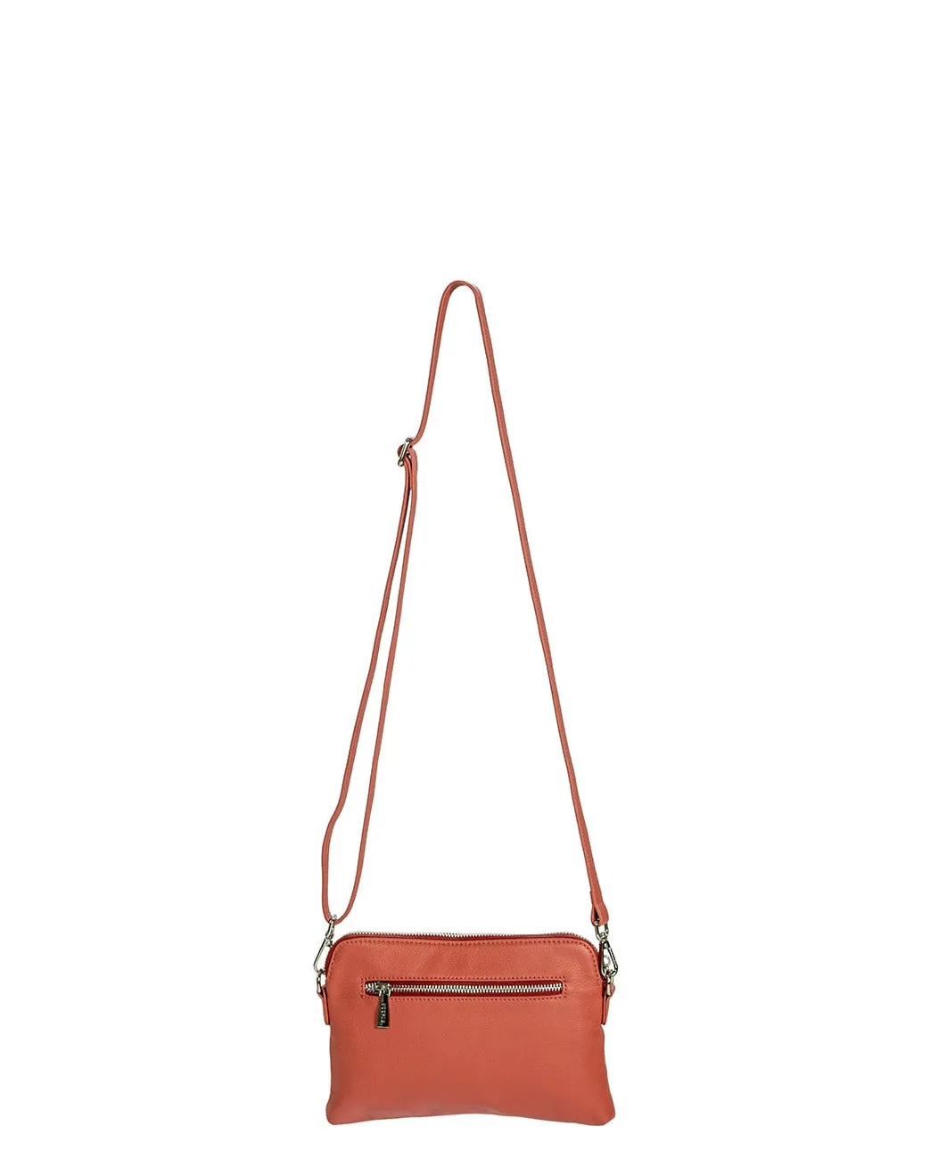 HOOPLA LEATHER MINI CROSSBODY SLOUCH/CLUTCH TERRACOTTA BROWN