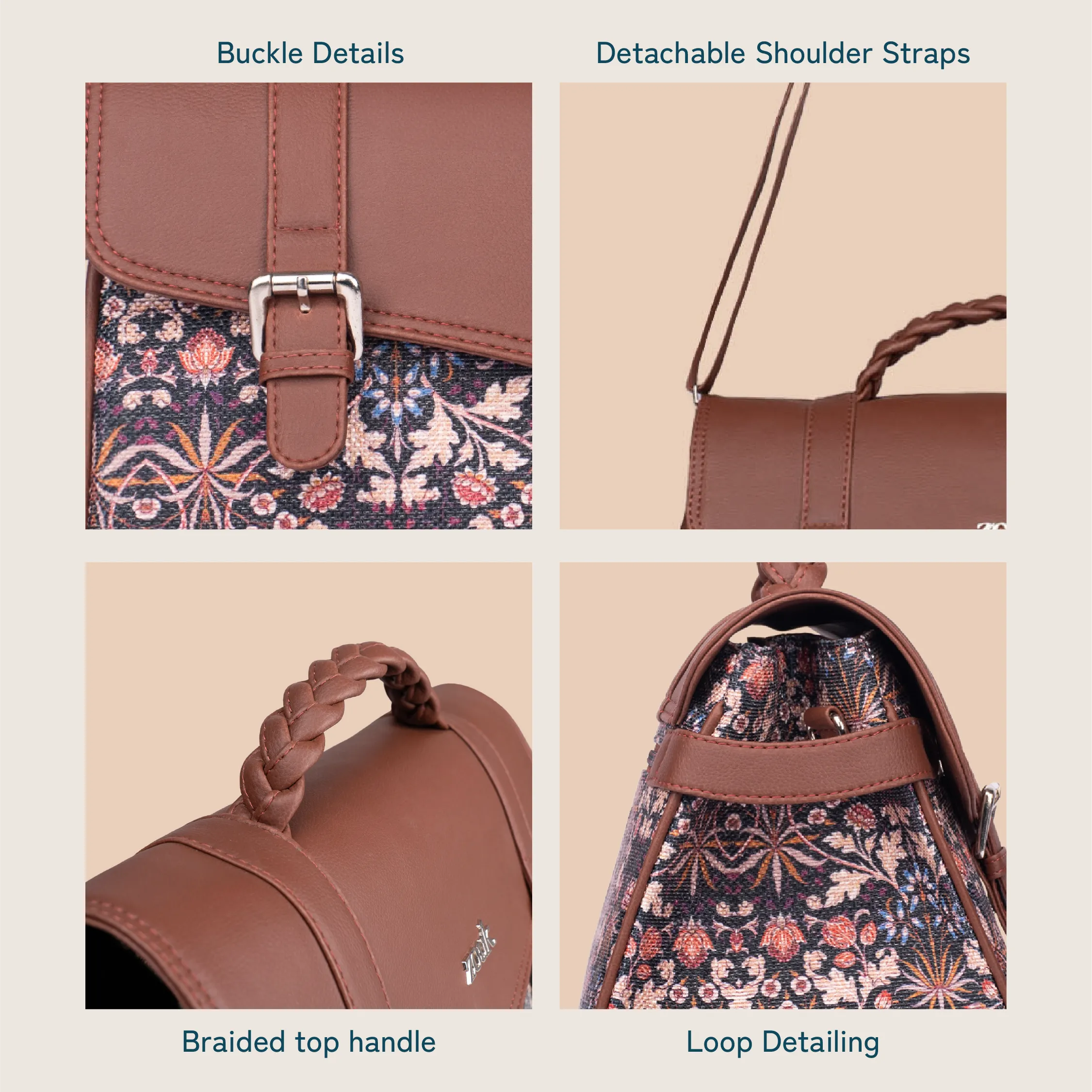 Konkona Heritage Satchel Bag - Kashmir Blooms