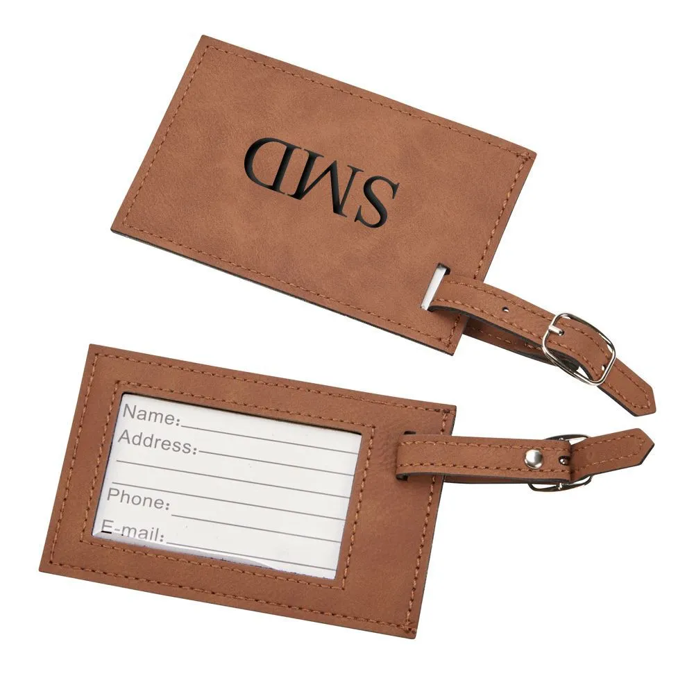 Leatherette Luggage Tag, Caramel 2.75" X 4.375"