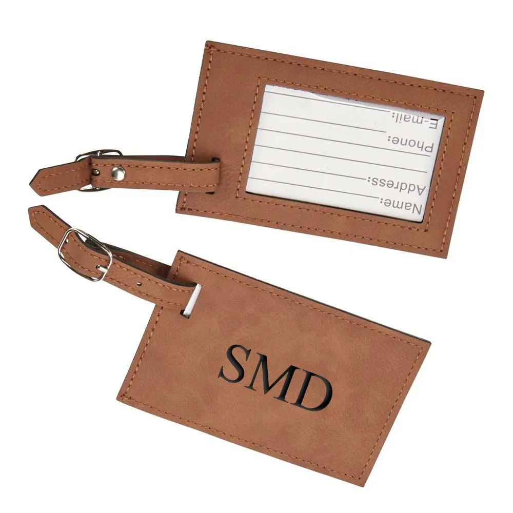 Leatherette Luggage Tag, Caramel 2.75" X 4.375"