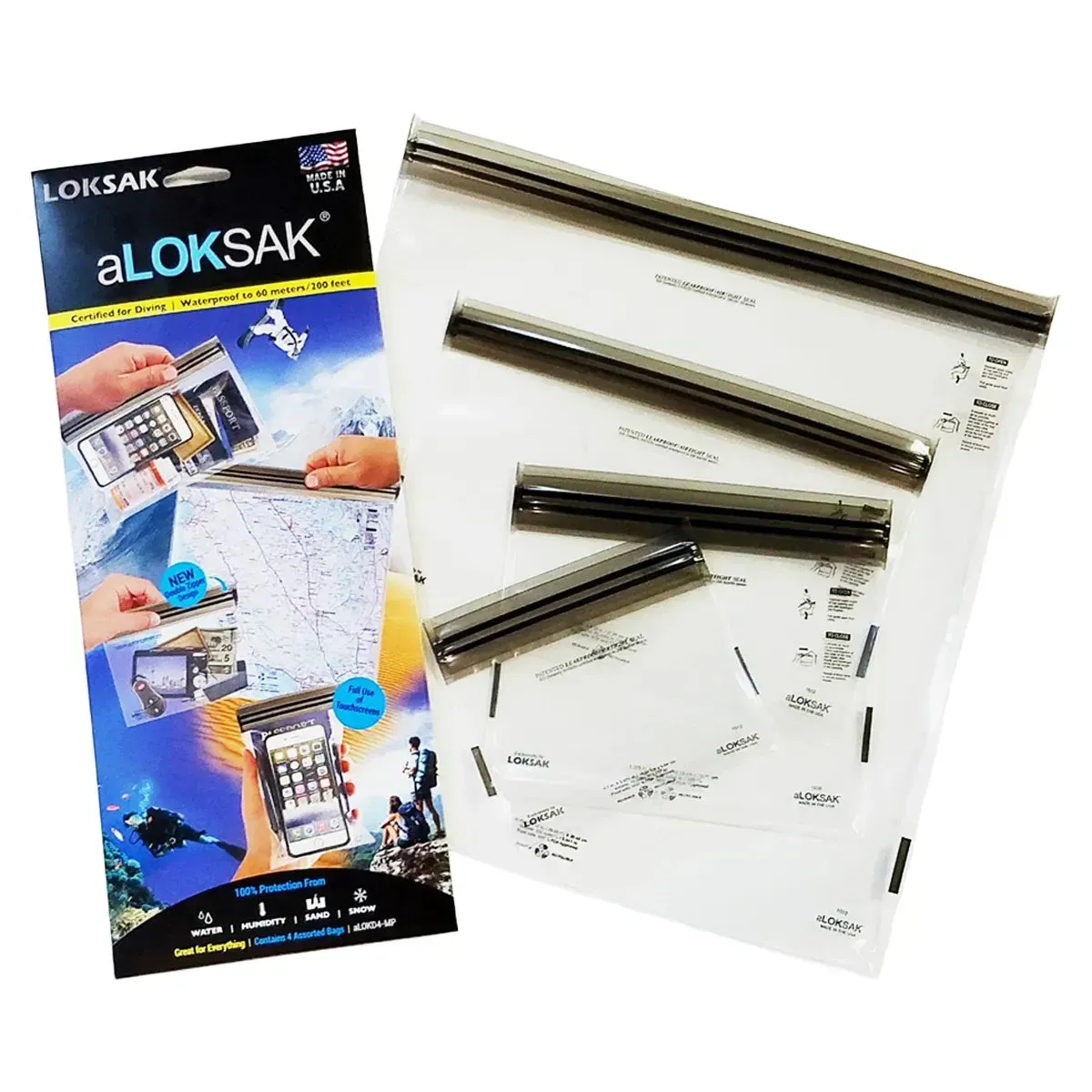 Loksak Medium Assortment Multi Pack Resealable Bags - Set of 4