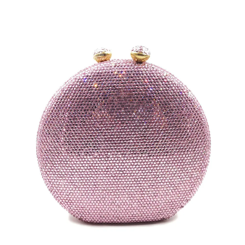 Luxy Moon Round Full Rhinestone Clutch Sparkling Banquet Purse