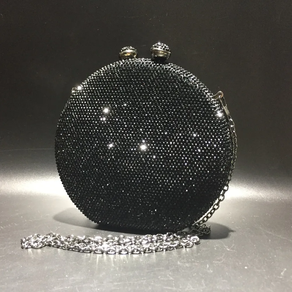 Luxy Moon Round Full Rhinestone Clutch Sparkling Banquet Purse