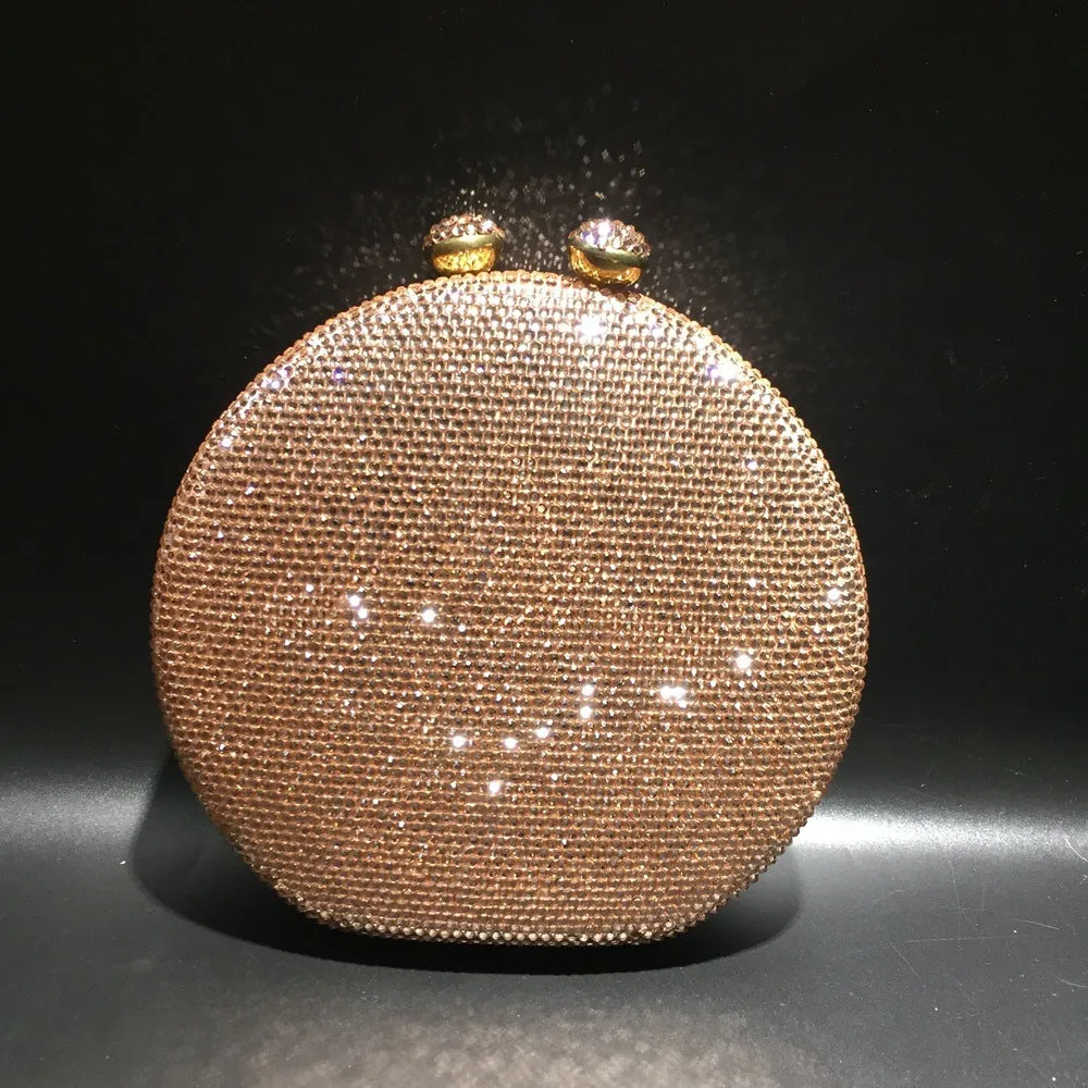 Luxy Moon Round Full Rhinestone Clutch Sparkling Banquet Purse