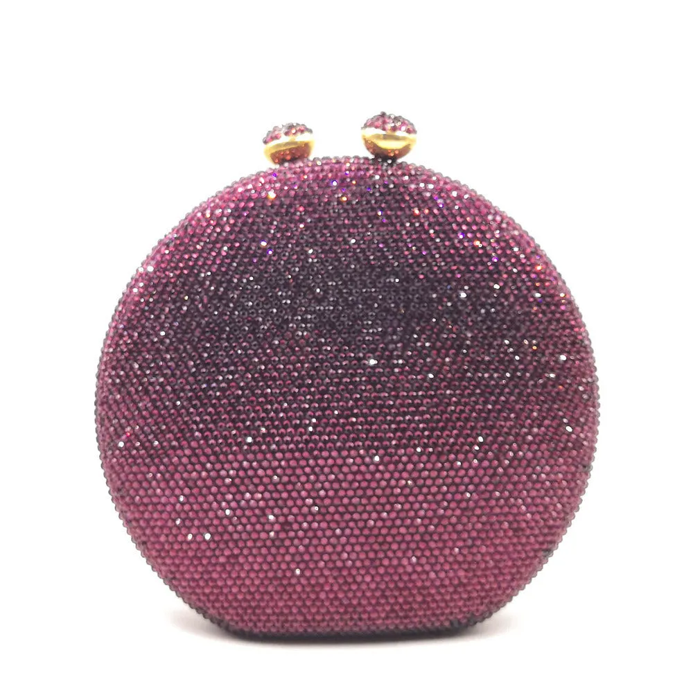 Luxy Moon Round Full Rhinestone Clutch Sparkling Banquet Purse