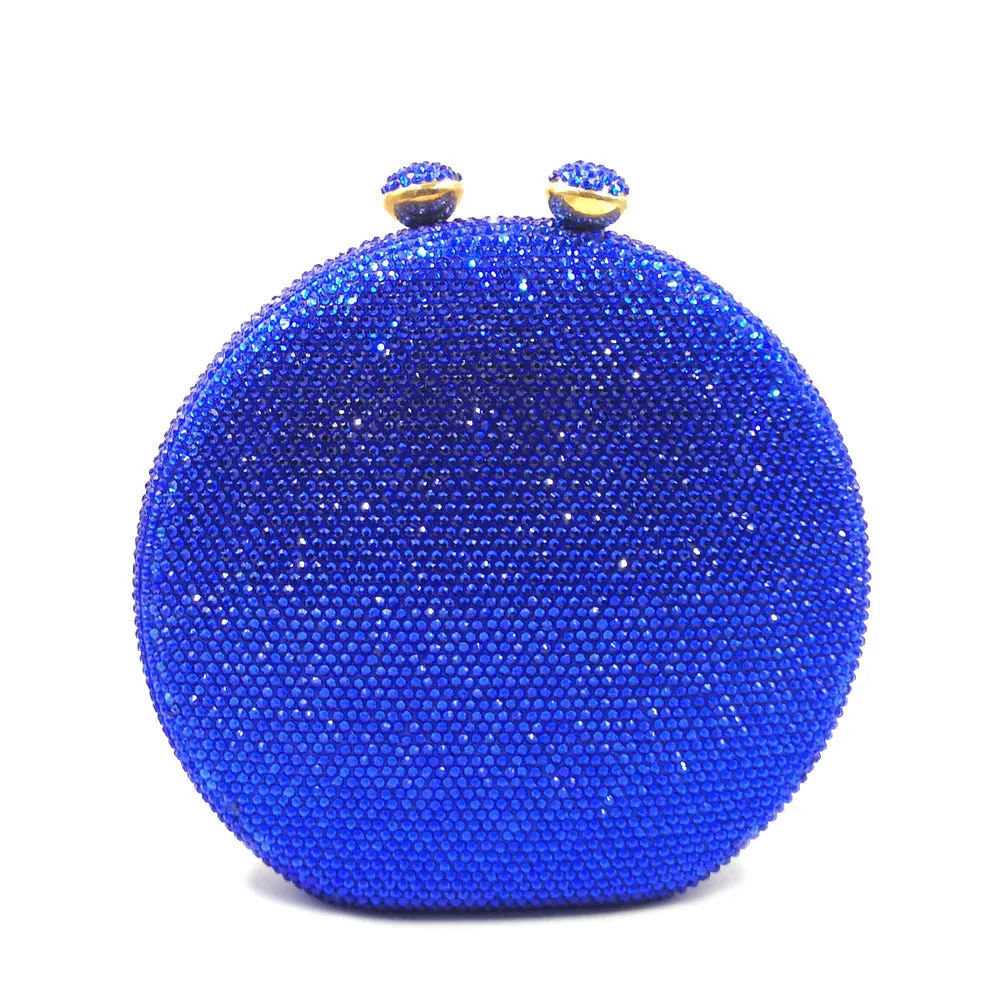 Luxy Moon Round Full Rhinestone Clutch Sparkling Banquet Purse