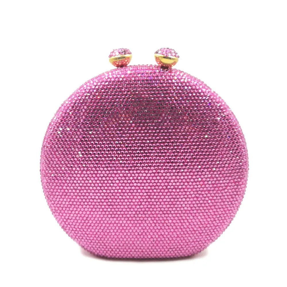 Luxy Moon Round Full Rhinestone Clutch Sparkling Banquet Purse