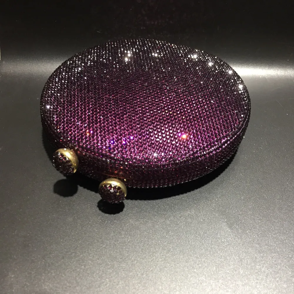 Luxy Moon Round Full Rhinestone Clutch Sparkling Banquet Purse