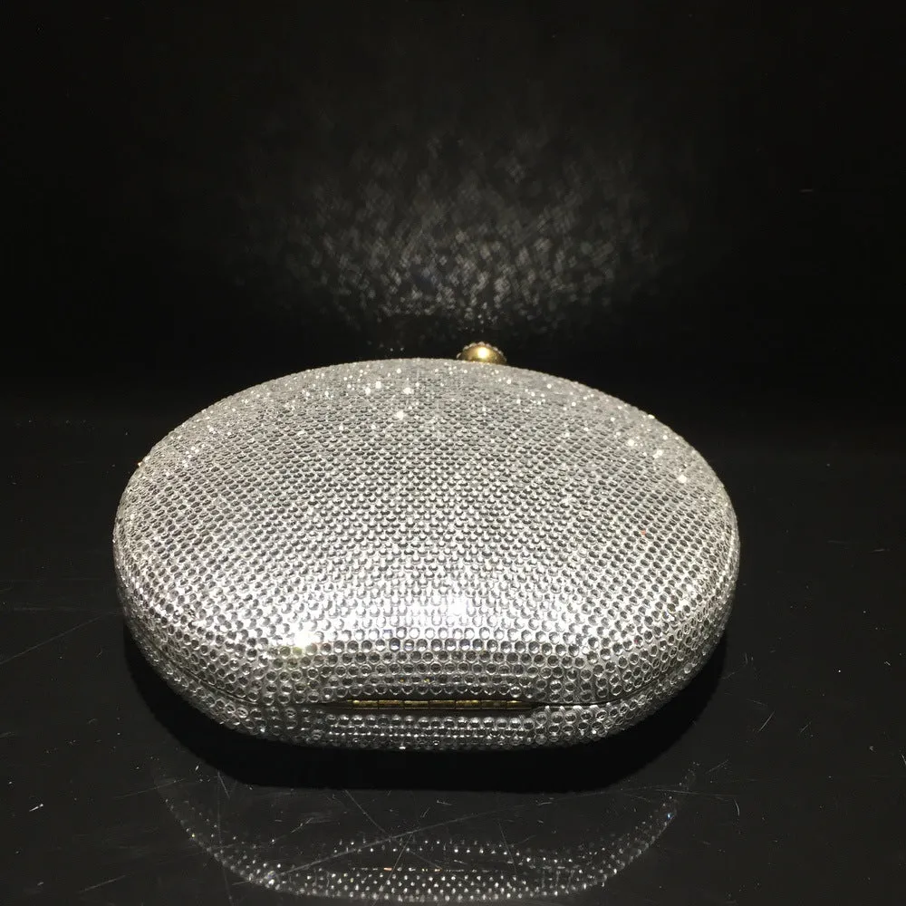 Luxy Moon Round Full Rhinestone Clutch Sparkling Banquet Purse