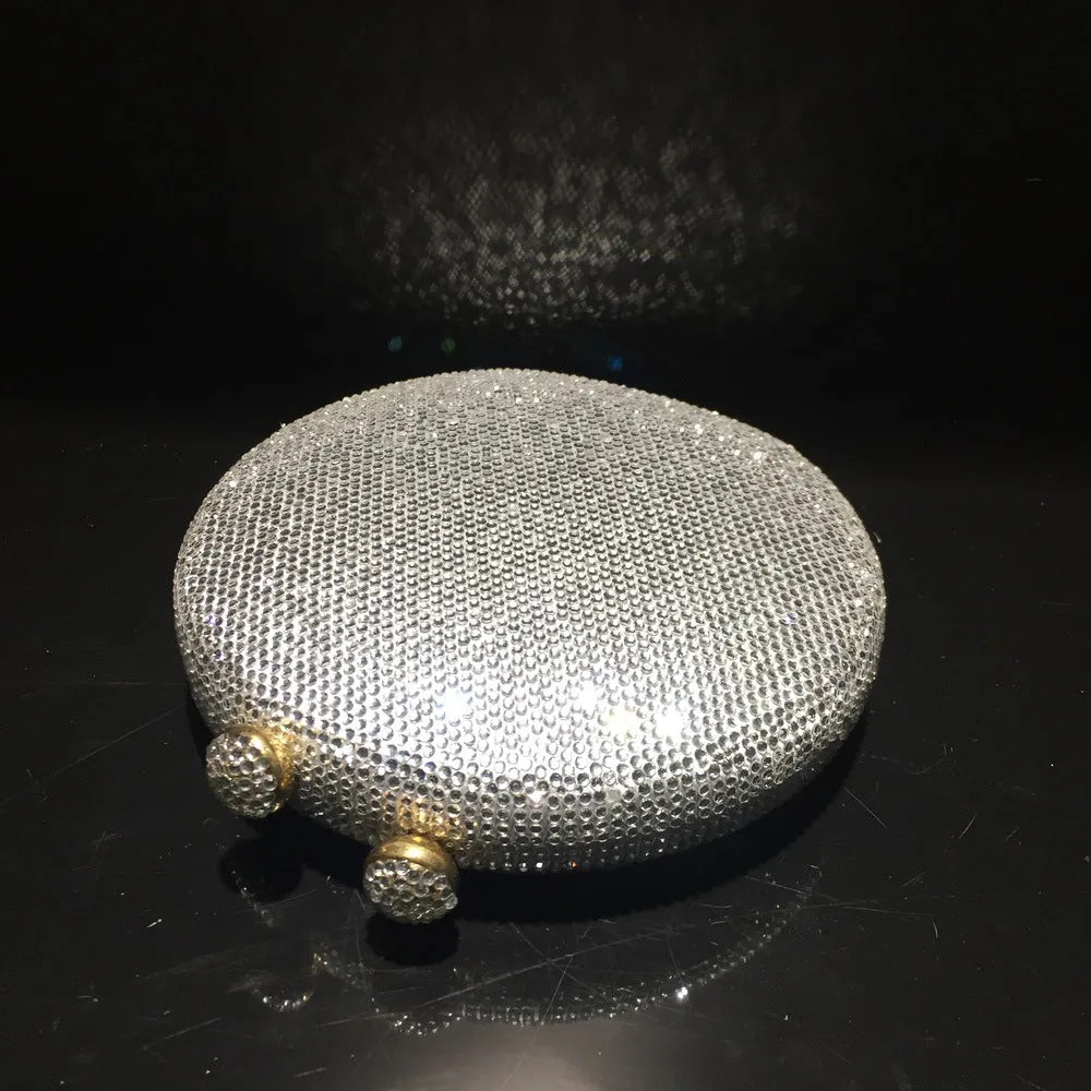 Luxy Moon Round Full Rhinestone Clutch Sparkling Banquet Purse