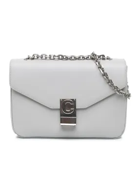 Medium Leather Bag with Chain Strap and Push Lock Closure