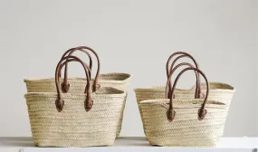 Moroccan Baskets with Leather Handles