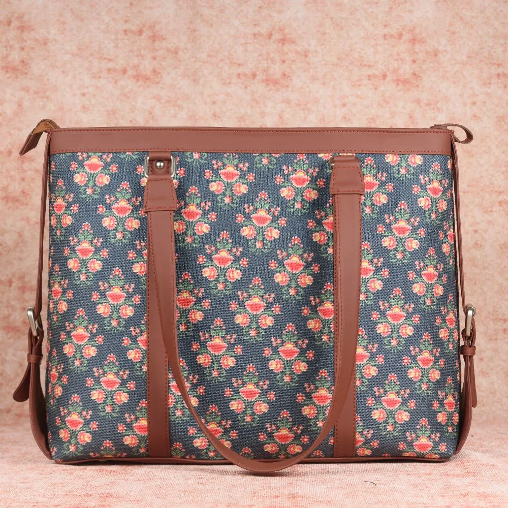 Mughal Garden Print- Office Bag & Chain Wallet Combo