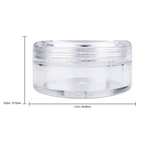 (Quantity: 200 Pieces) Beauticom 5G/5ML Round Clear Jars with Screw Cap Lid for Herbs, Spices, Loose Leaf Teas, Coffee and Other Foods - BPA Free