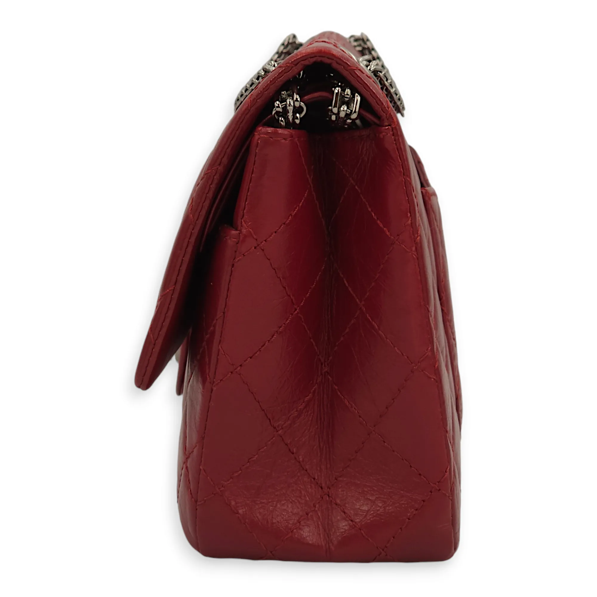 Reissue 226 Dark Red Crossbody Bag in Distressed leather, Palladium hardware