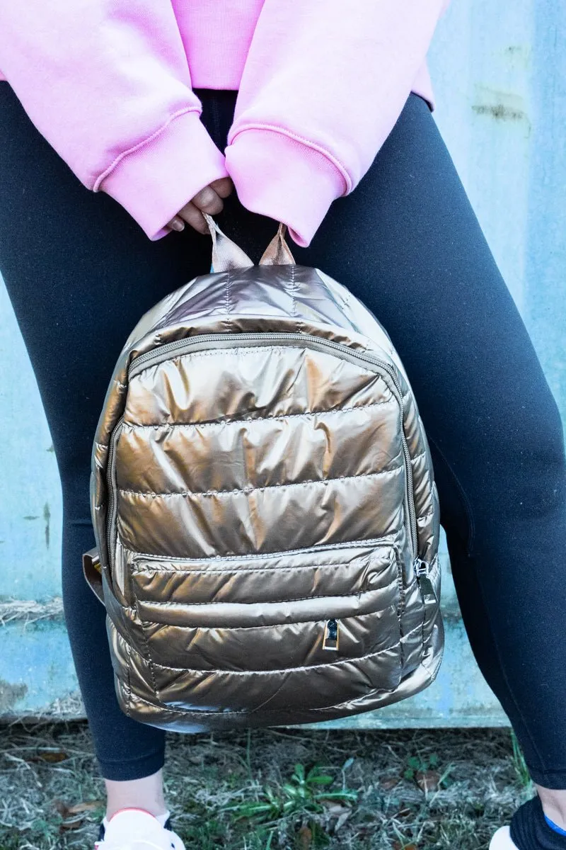 SALE! Lakeland Metallic Gold Small Puffy Backpack