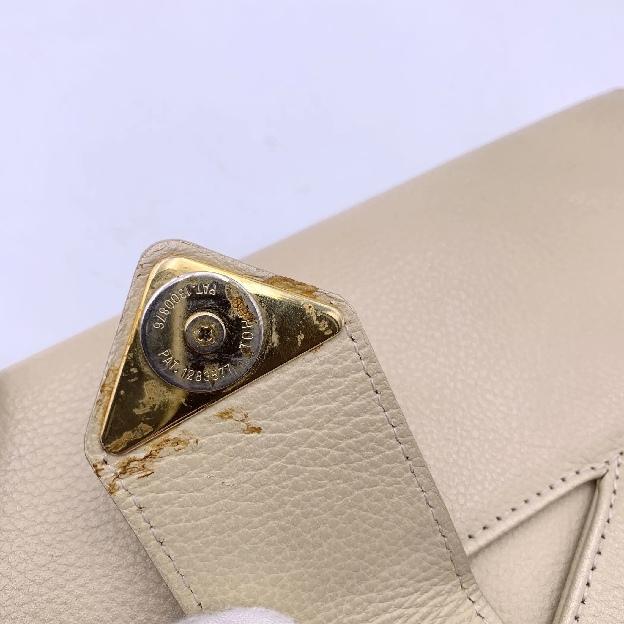 Yves Saint Laurent Vintage Beige Leather Clutch Bag Handbag