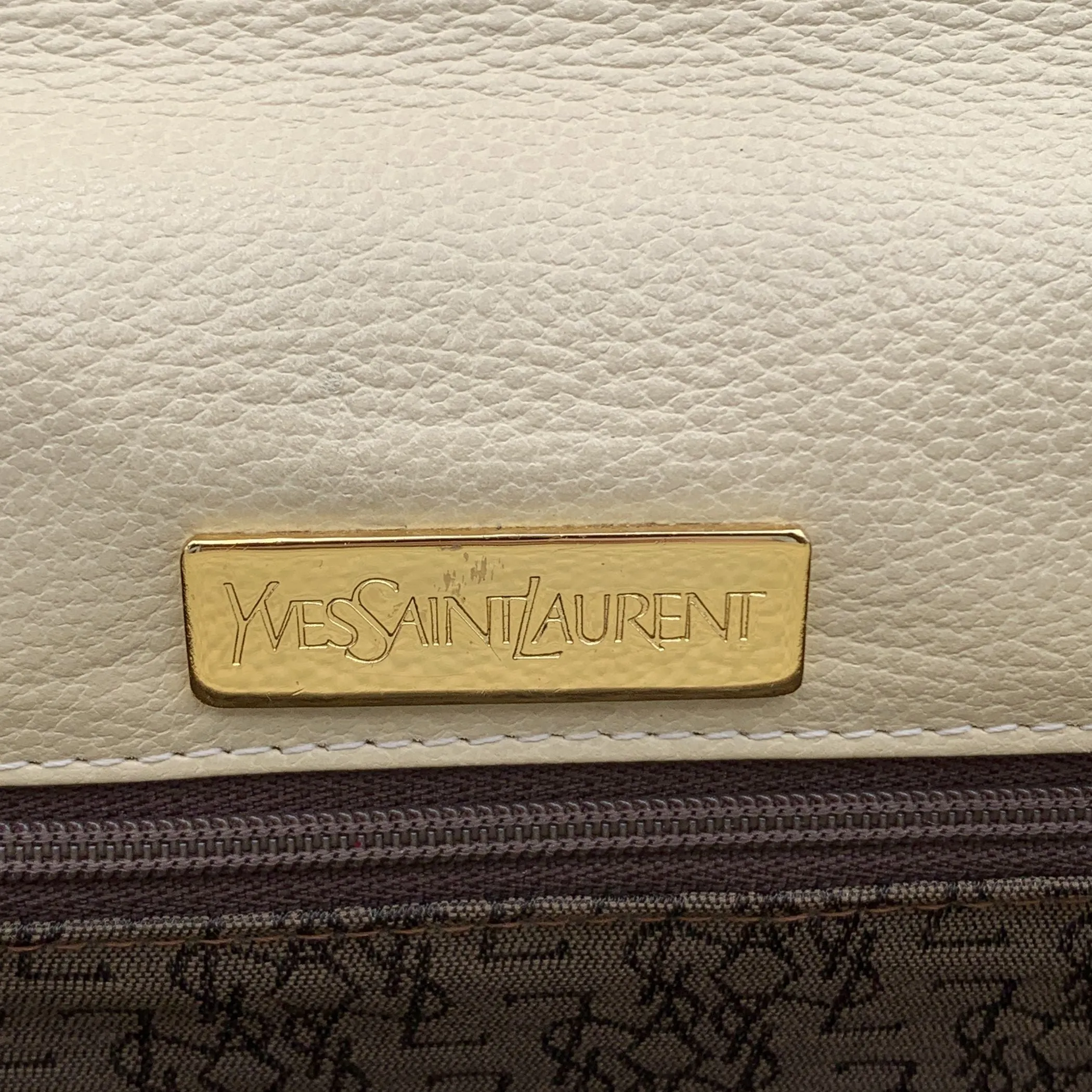 Yves Saint Laurent Vintage Beige Leather Clutch Bag Handbag