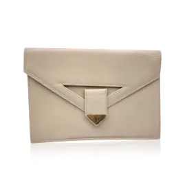 Yves Saint Laurent Vintage Beige Leather Clutch Bag Handbag