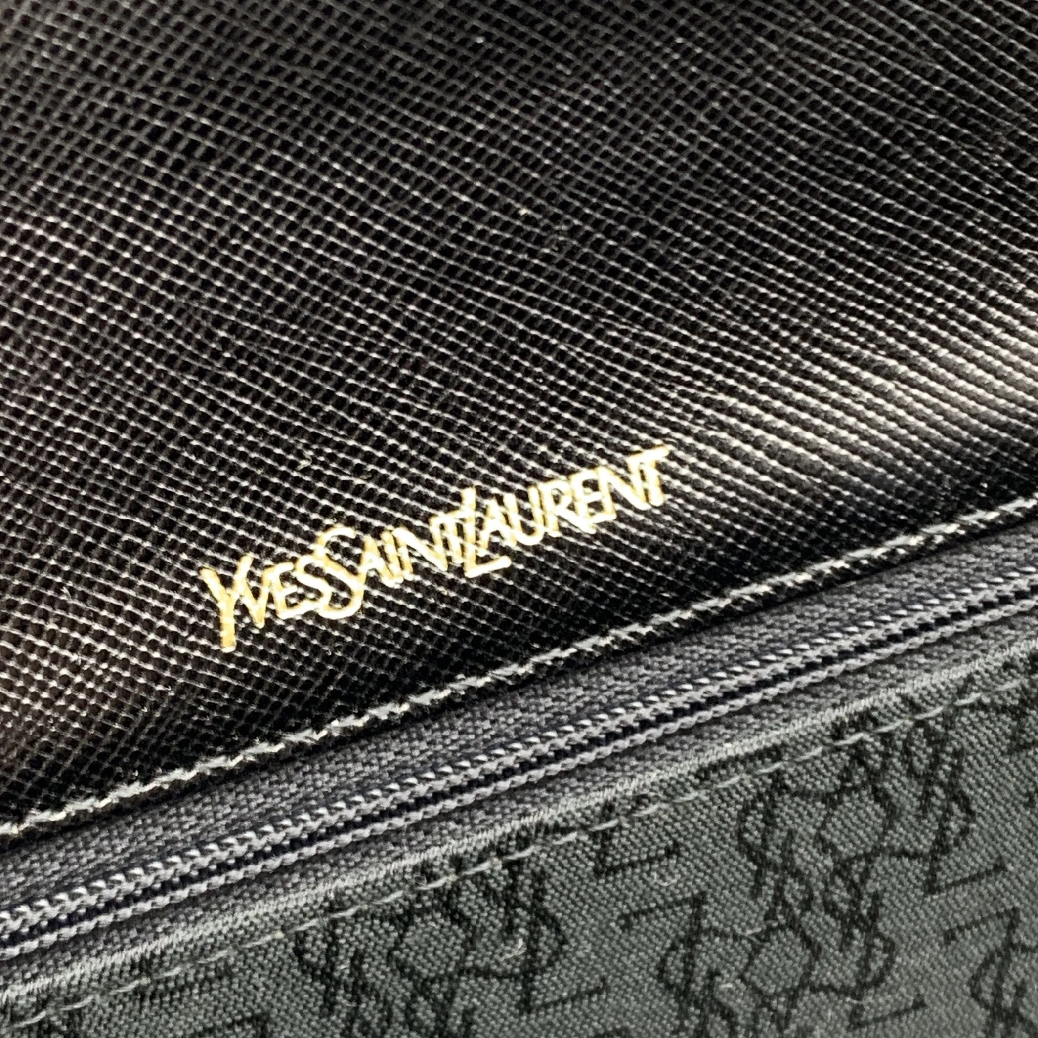 Yves Saint Laurent Vintage Black Leather Asymmetric Clutch Bag