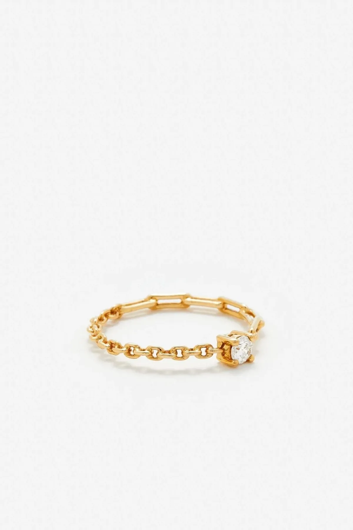 Yvonne Léon Solitaire Diamond Chain Ring - Yellow Gold