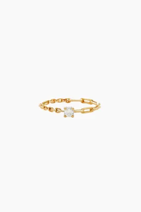 Yvonne Léon Solitaire Diamond Chain Ring - Yellow Gold